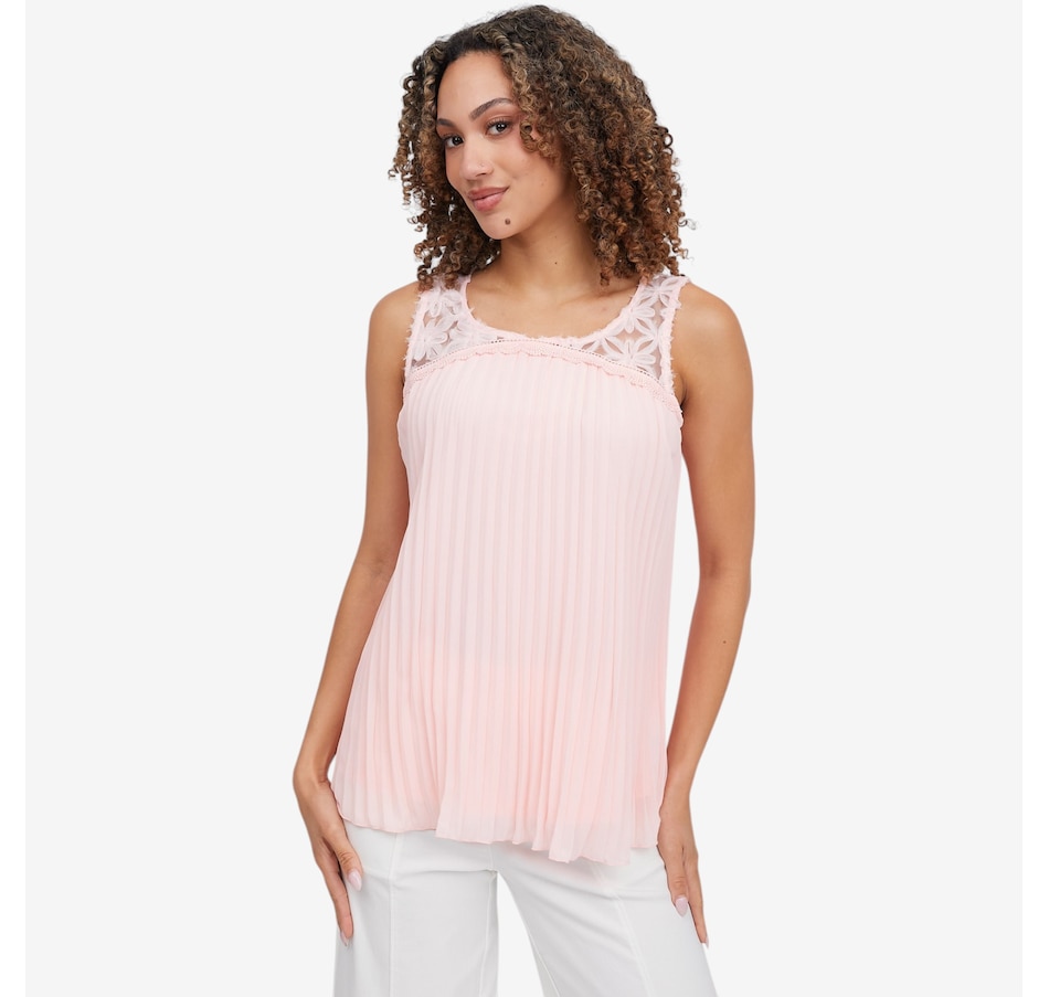Image 119697_RSE.jpg, Product 119-697 / Price $59.99, Nina Leonard Pleat Chiffon Sleeveless Top from Nina Leonard on TSC.ca's Fashion department