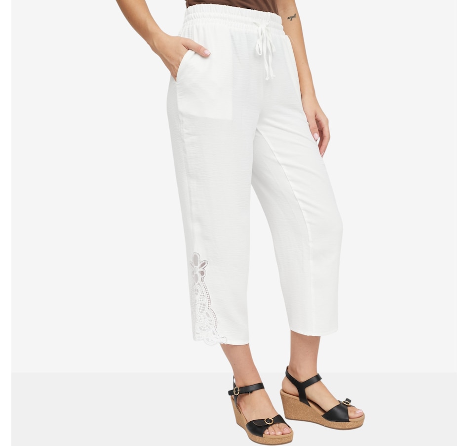 Image 119700_IVR.jpg, Product 119-700 / Price $59.90, Nina Leonard Elastic Waist Crop Pant from Nina Leonard on TSC.ca's Fashion department