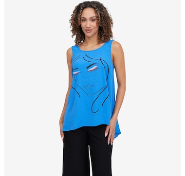 Nina Leonard Textured Wave Print Top