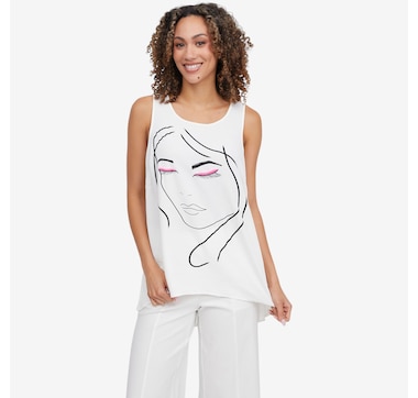 Nina Leonard Textured Wave Print Top