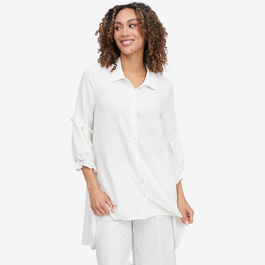 Image 119703_IVR.jpg, Product 119-703 / Price $34.88, Nina Leonard Textured Wave High-Low Hem Blouse from Nina Leonard on TSC.ca's Fashion department