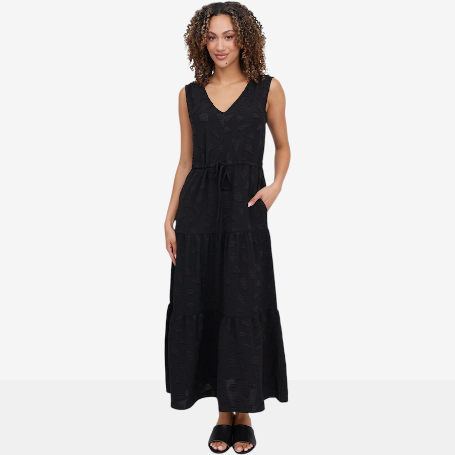 Image 119705_BLK.jpg, Product 119-705 / Price $44.88, Nina Leonard Drawstring Waist Tiered Dress  from Nina Leonard on TSC.ca's Fashion department
