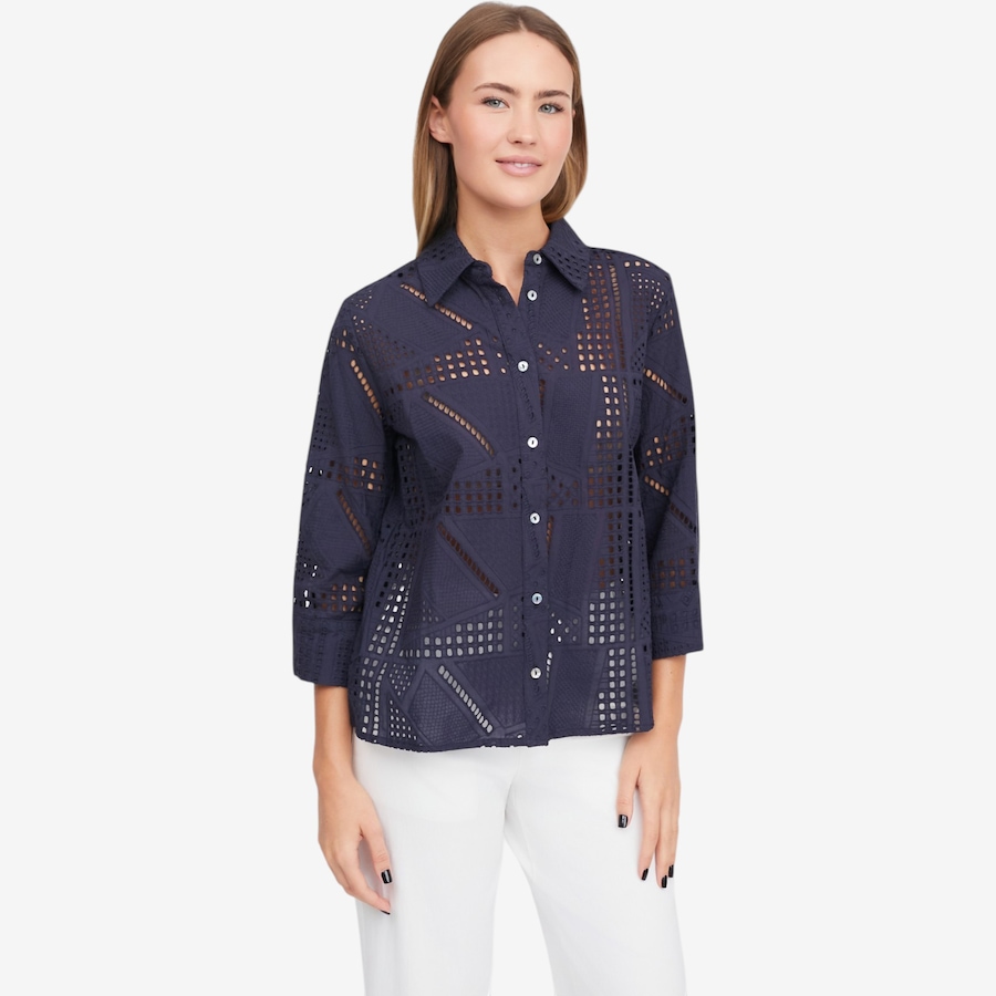 Image 119711_NVY.jpg, Product 119-711 / Price $84.88, Wynne Style Pointelle Patchwork Shirt from Wynnelayers on TSC.ca's Fashion department