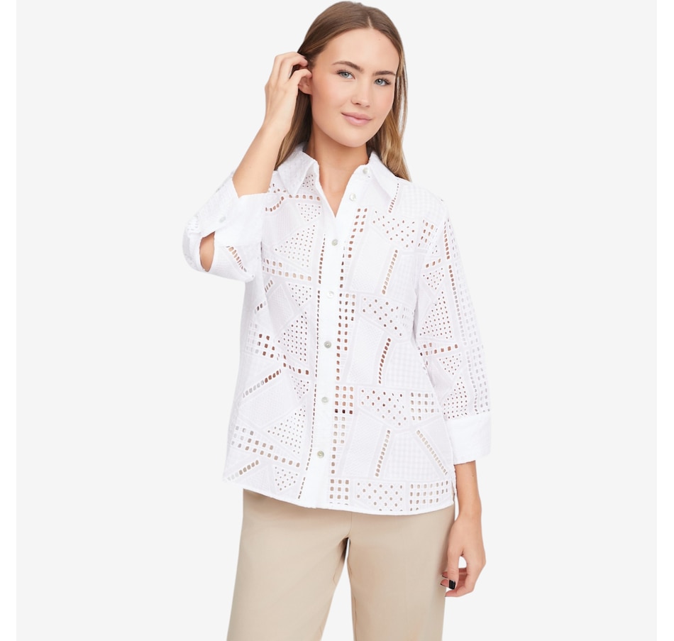 Image 119711_WHT.jpg, Product 119-711 / Price $139.00, Wynne Style Pointelle Patchwork Shirt from Wynnelayers on TSC.ca's Fashion department