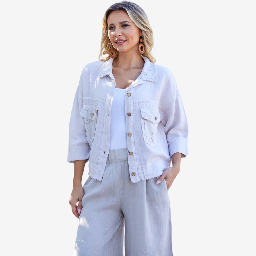 Image 119729_BGE.jpg, Product 119-729 / Price $109.88, Orange Fashion Village Lula's Eyelet Detail Jacket from Orange Fashion Village on TSC.ca's Fashion department
