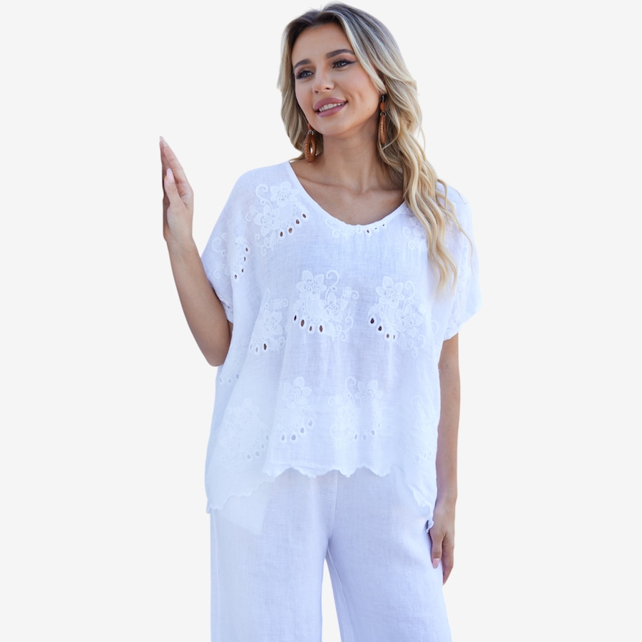Image 119730_WHT.jpg, Product 119-730 / Price $74.88, Orange Fashion Village Lula's Eyelet Blouse from Orange Fashion Village on TSC.ca's Fashion department