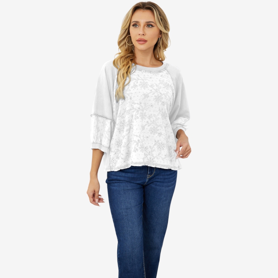 Image 119734_WHT.jpg, Product 119-734 / Price $74.88, Orange Fashion Village Sharon's Elegant Eyelet Top from Orange Fashion Village on TSC.ca's Fashion department