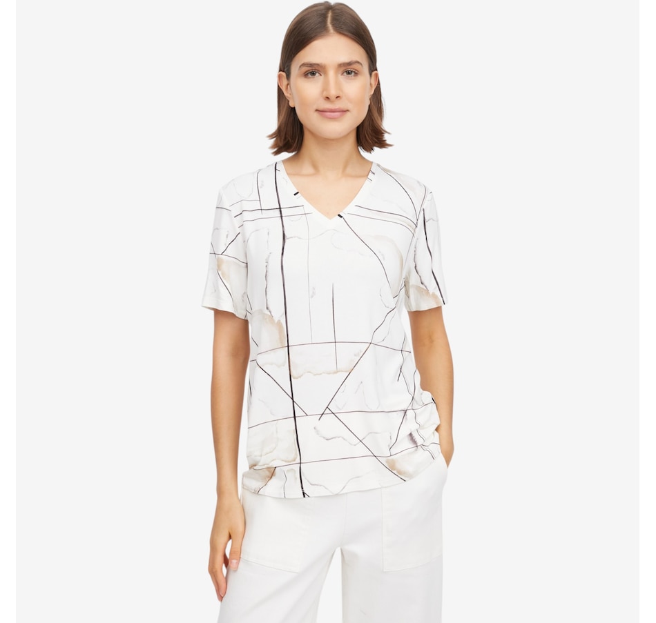 Image 119746_SSCMB.jpg, Product 119-746 / Price $59.99, Wynne Style Viscose Span V-Neck Tee from Wynnelayers on TSC.ca's Fashion department