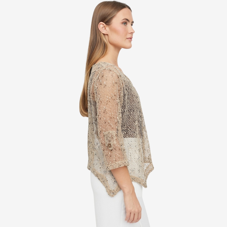 Image 119757_ALTMORE2.jpg, Product 119-757 / Price $59.99, Nina Leonard 3/4 Sleeve Coconut Button Knit Bolero from Nina Leonard on TSC.ca's Fashion department