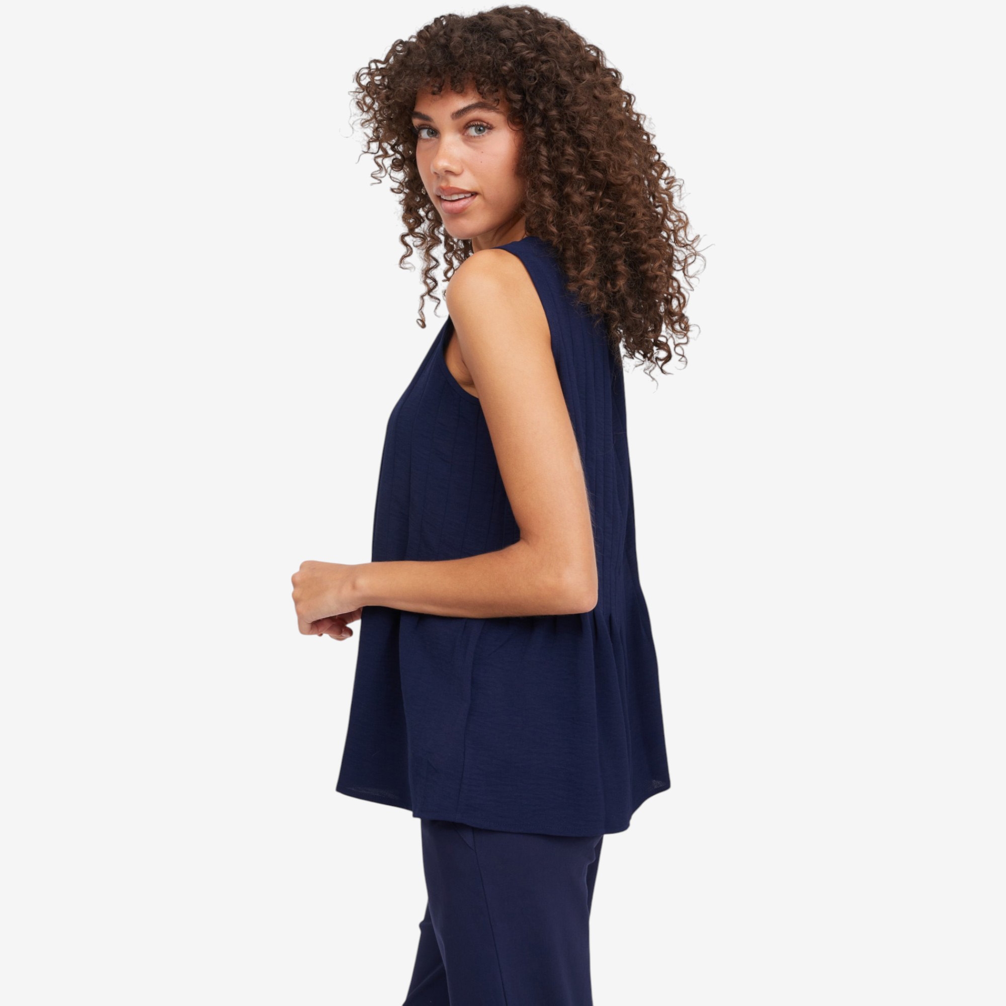 Nina Leonard Sleeveless Textured Wave Pleat and Flare Top - TSC.ca