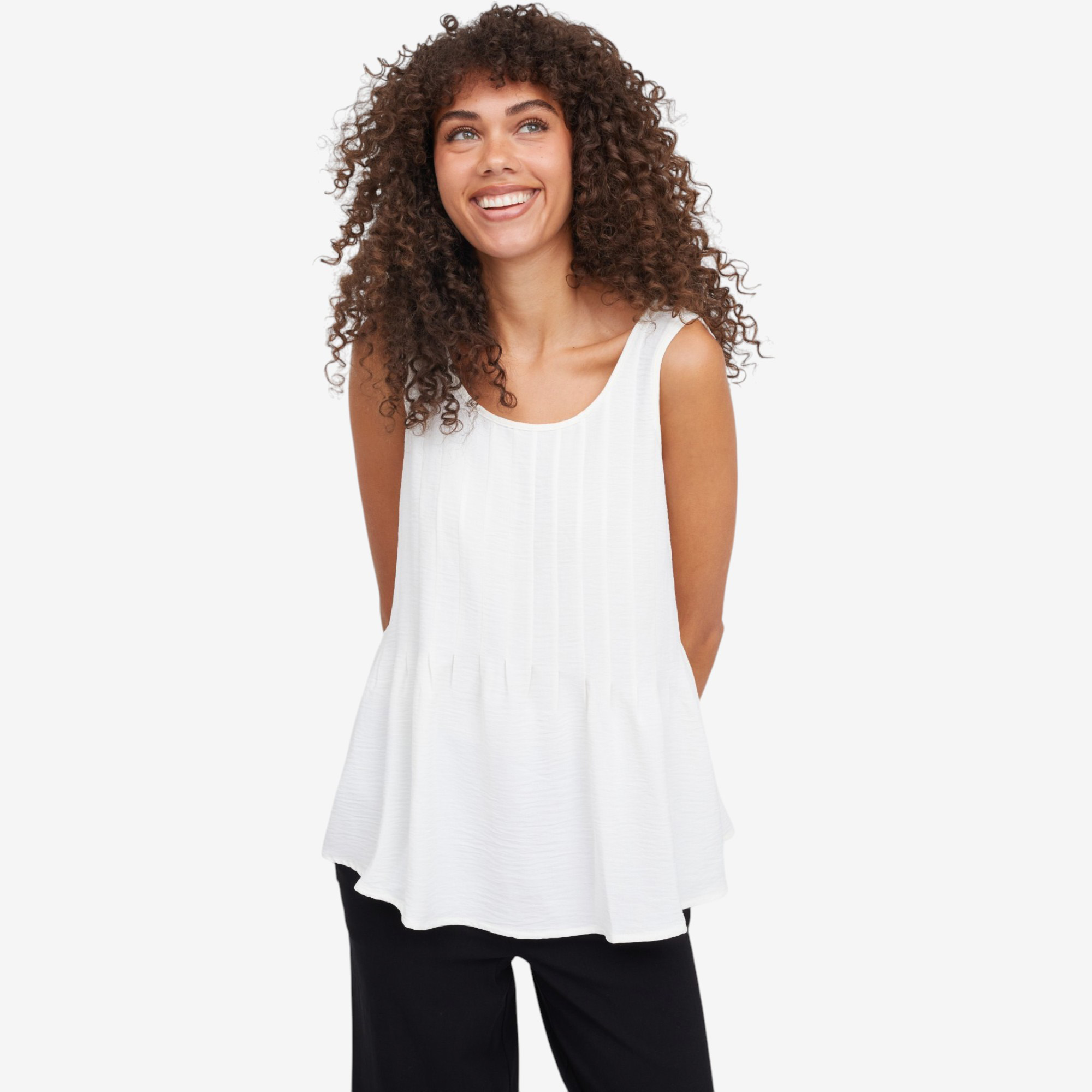 トップス nnn Nina Leonard Sleeveless Textured Wave Pleat and Flare Top - TSC.ca