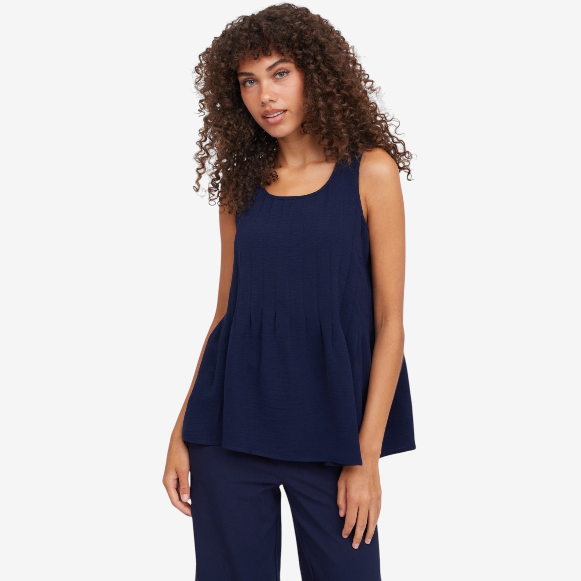 Nina Leonard Sleeveless Textured Wave Pleat and Flare Top - TSC.ca