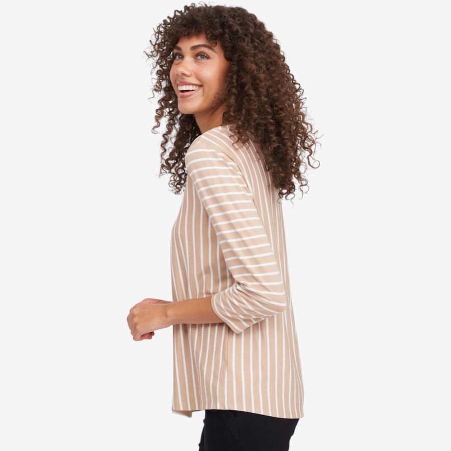Image 119774_ALTMORE2.jpg, Product 119-774 / Price $39.88, Nina Leonard 3/4 Sleeve Jewel Neck Asymmetrical Striped Top from Nina Leonard on TSC.ca's Fashion department