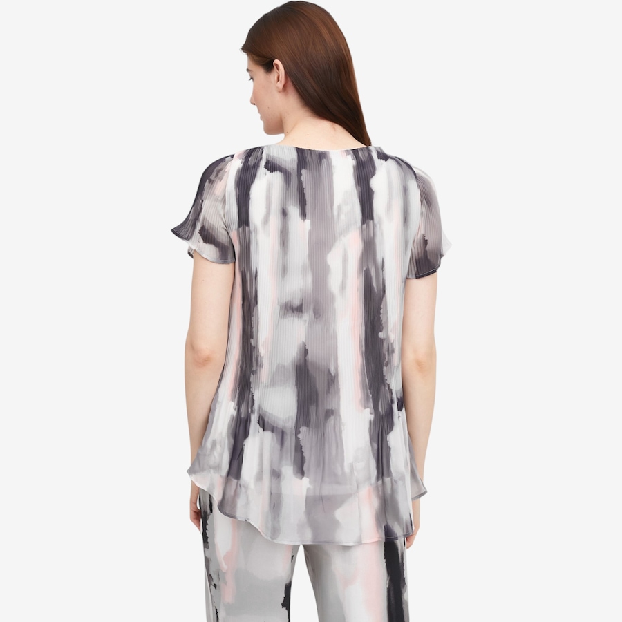 Image 119776_ALTMORE3.jpg, Product 119-776 / Price $29.88, Nina Leonard Scoop Neck Release Pleat Chiffon High Low Top with Short Sleeve from Nina Leonard on TSC.ca's Fashion department