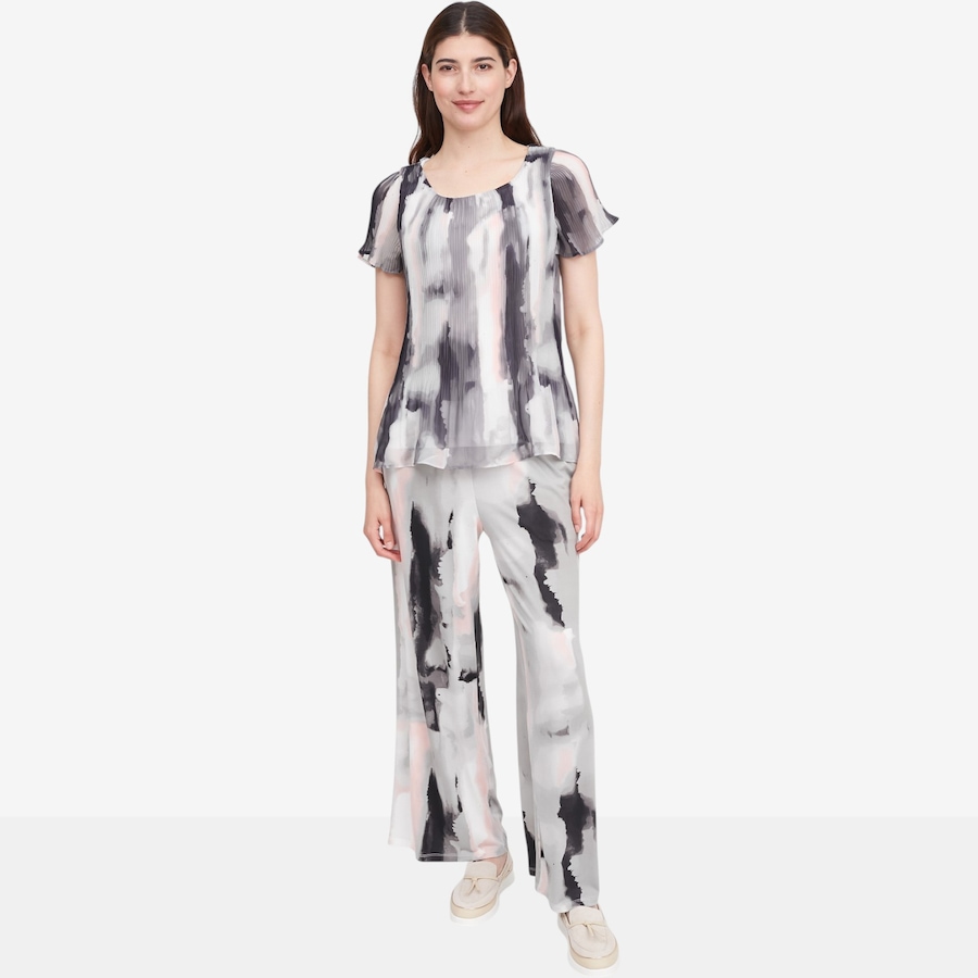 Image 119776_ALTMORE4.jpg, Product 119-776 / Price $29.88, Nina Leonard Scoop Neck Release Pleat Chiffon High Low Top with Short Sleeve from Nina Leonard on TSC.ca's Fashion department