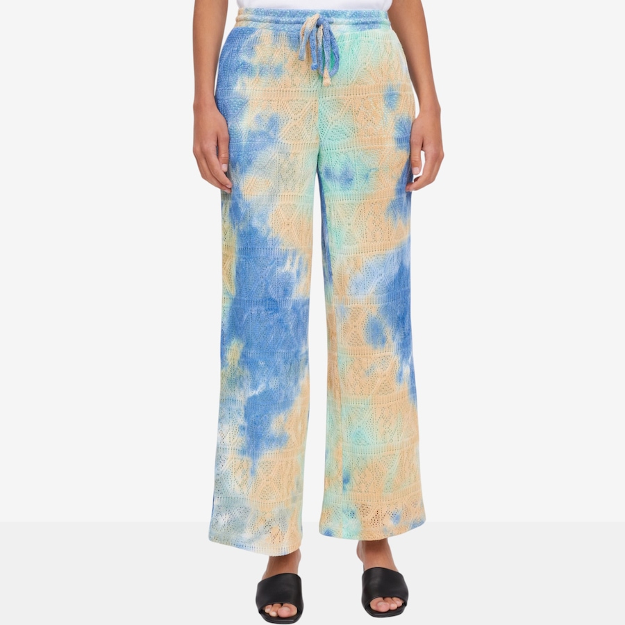 Image 119779_BLMU.jpg, Product 119-779 / Price $39.88, Nina Leonard Elastic Waist Full Length Wide Leg Open Tie Dye Pant from Nina Leonard on TSC.ca's Fashion department