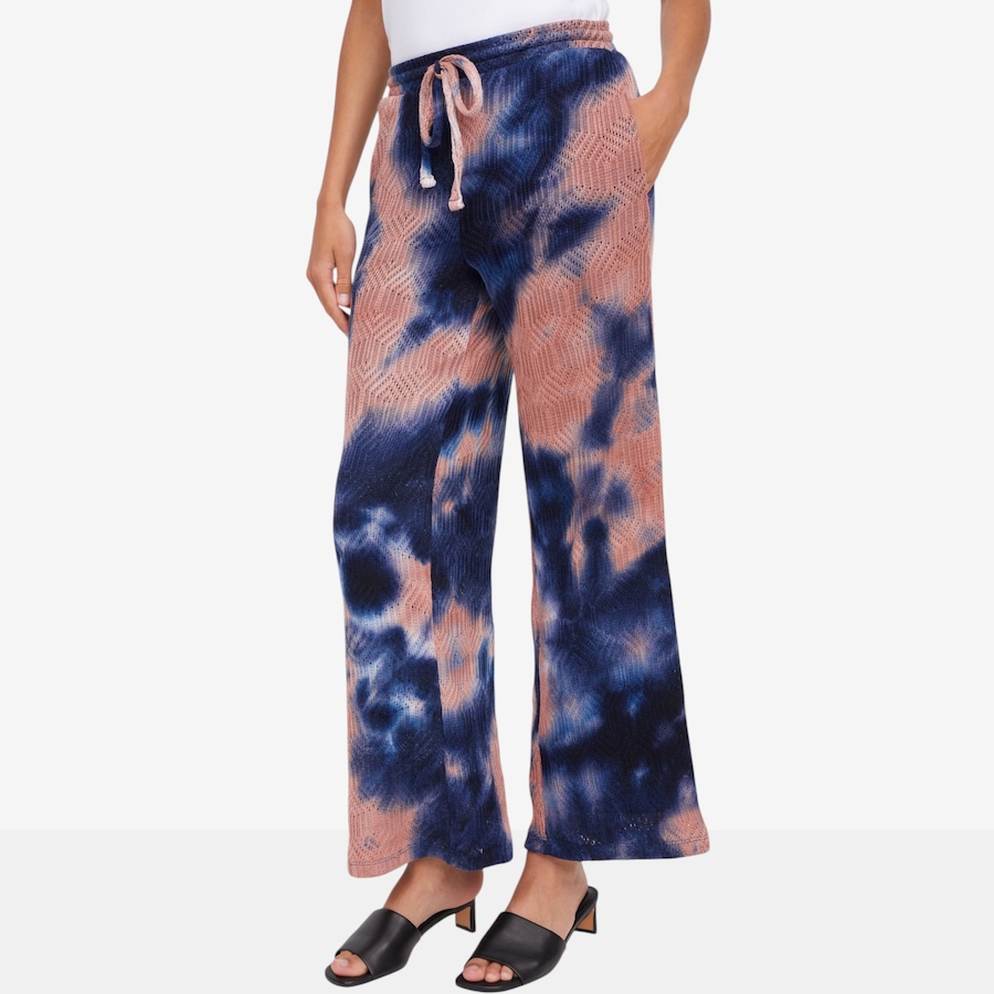 Image 119779_NARMI.jpg, Product 119-779 / Price $39.88, Nina Leonard Elastic Waist Full Length Wide Leg Open Tie Dye Pant from Nina Leonard on TSC.ca's Fashion department