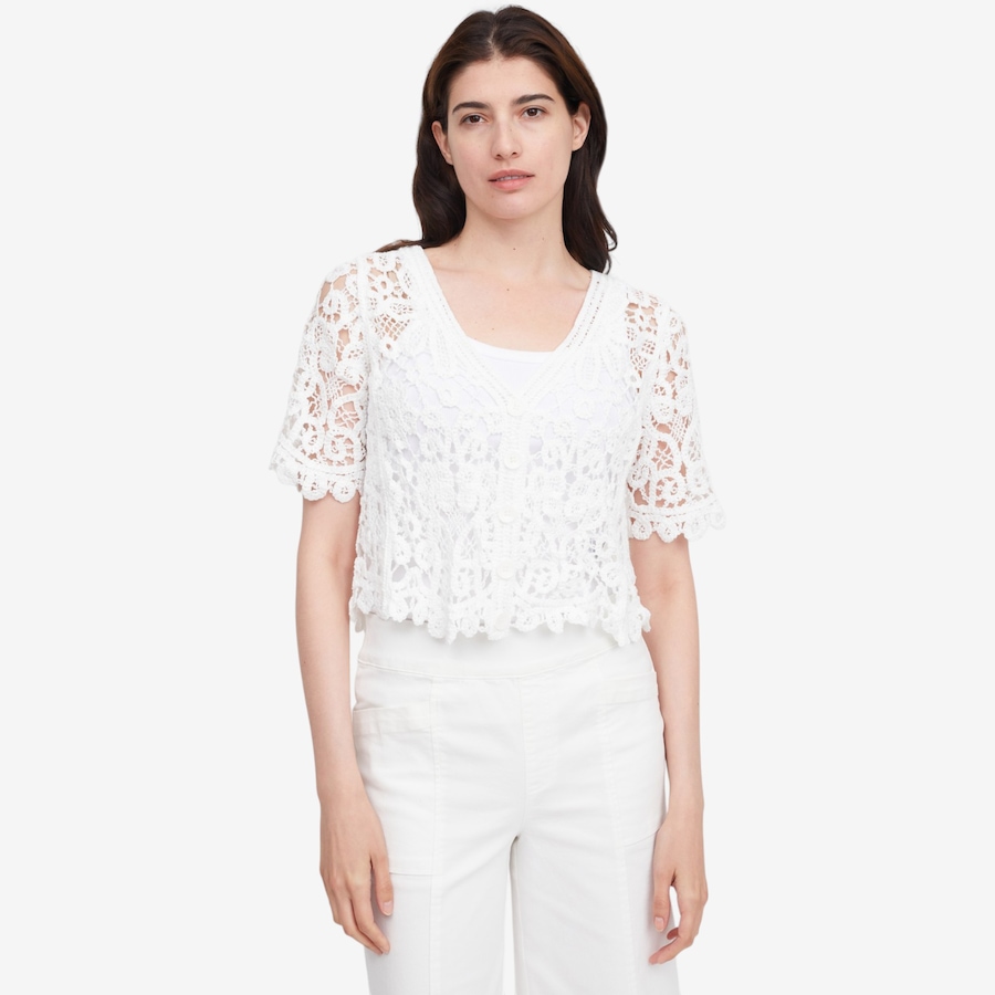 Image 119783_IVR.jpg, Product 119-783 / Price $59.99, Nina Leonard Elbow Sleeve Open Crochet Bolero from Nina Leonard on TSC.ca's Fashion department