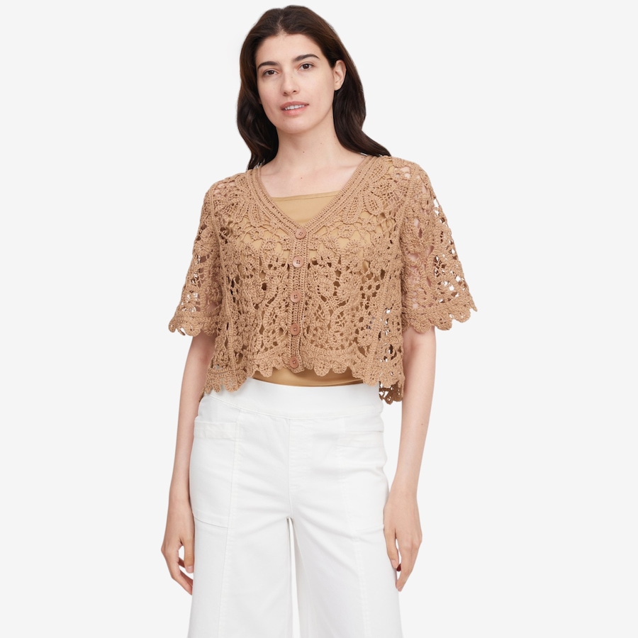 Image 119783_TN.jpg, Product 119-783 / Price $59.99, Nina Leonard Elbow Sleeve Open Crochet Bolero from Nina Leonard on TSC.ca's Fashion department