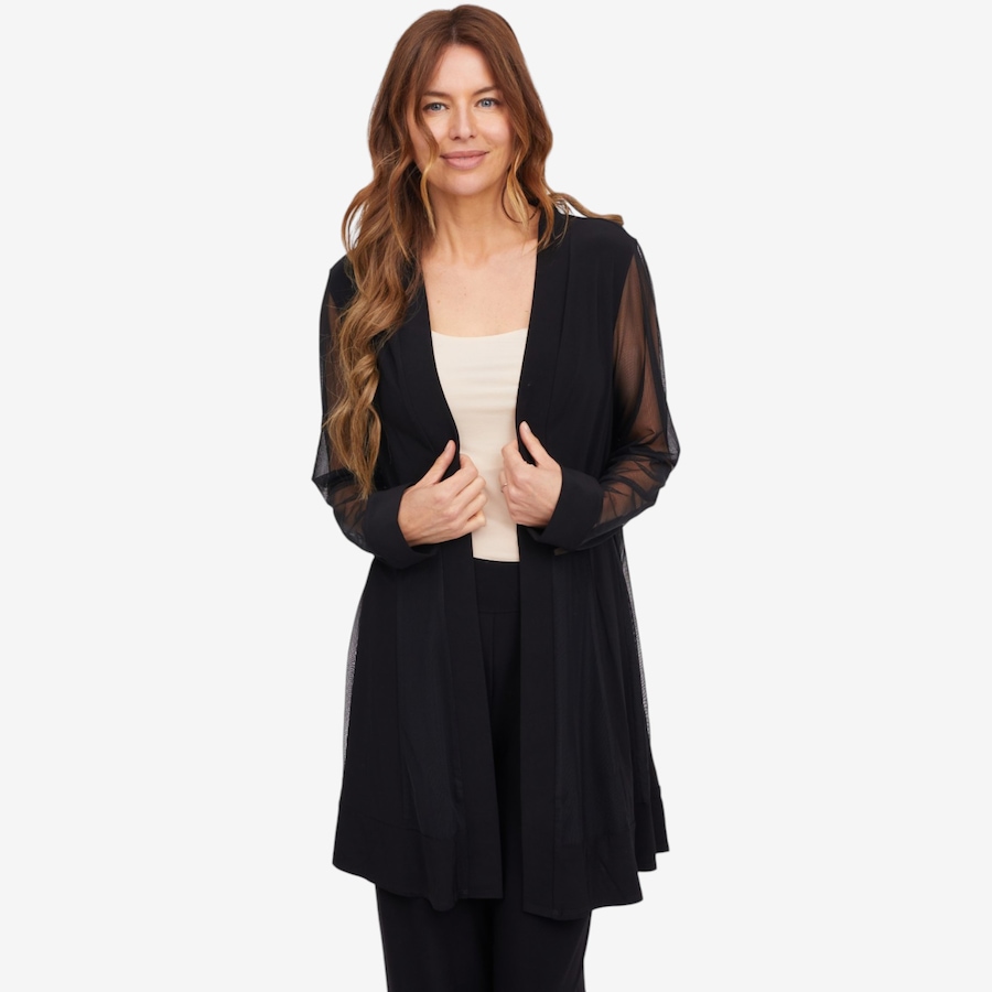 Image 119785_BLK.jpg, Product 119-785 / Price $34.88, Nina Leonard Long Sleeve Powermesh Open Front Cardigan from Nina Leonard on TSC.ca's Fashion department