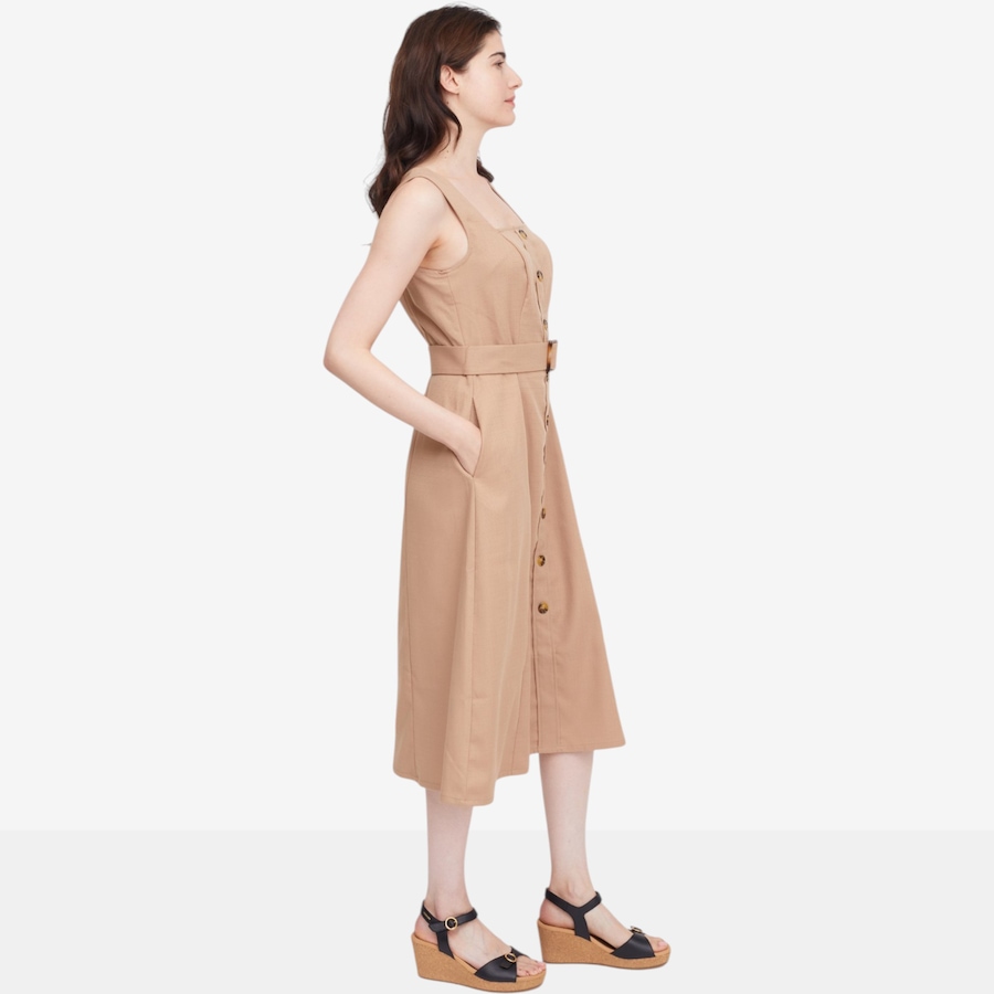 Image 119786_ALTMORE2.jpg, Product 119-786 / Price $39.99, Nina Leonard Button Front Stretch Linen Square Neck Dress from Nina Leonard on TSC.ca's Fashion department