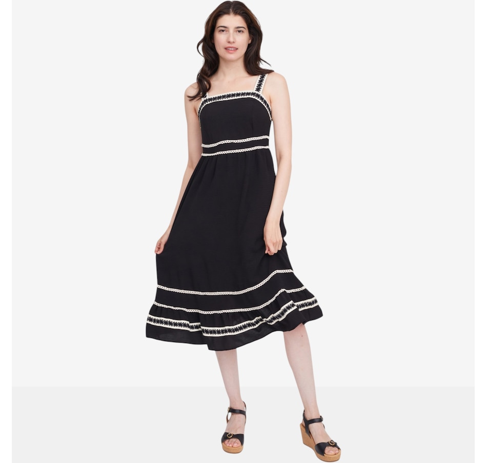 Image 119787_BLK.jpg, Product 119-787 / Price $49.99, Nina Leonard Textured Wave Midi Length Fit and Flare Dress from Nina Leonard on TSC.ca's Fashion department