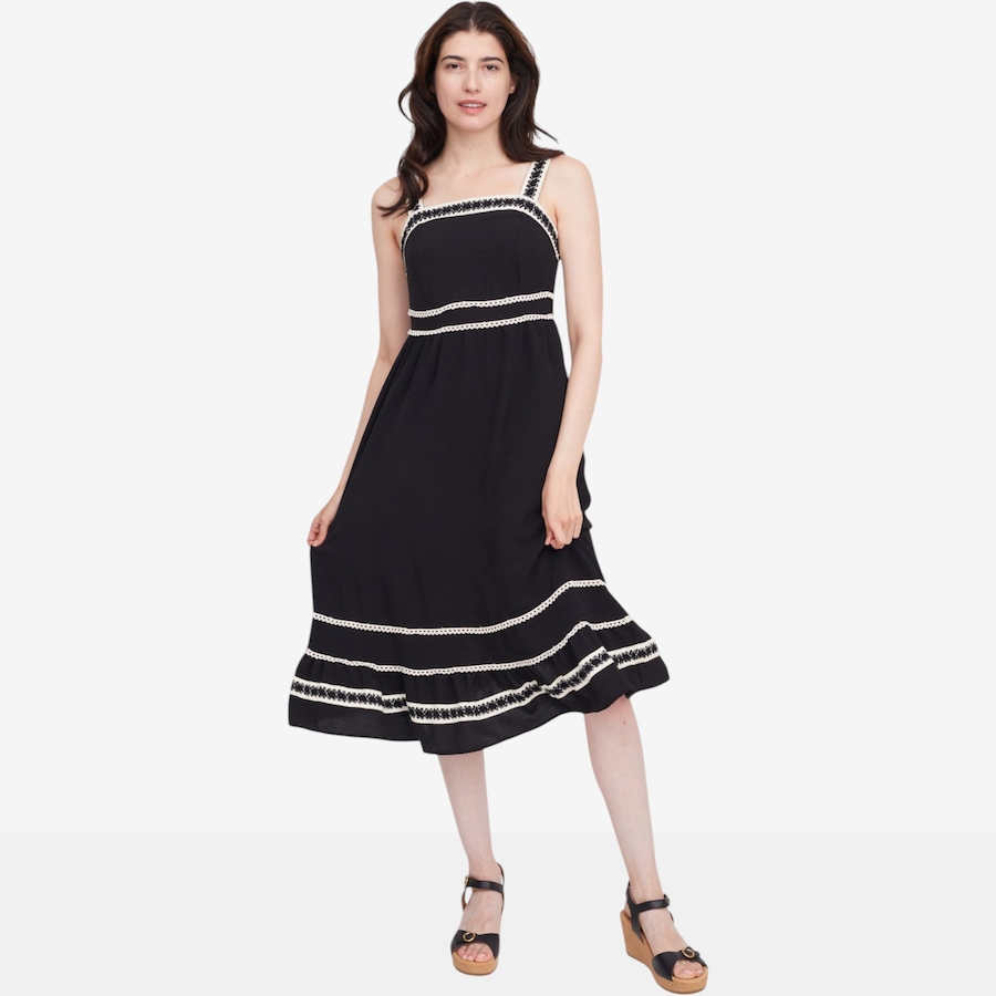 Image 119787_BLK.jpg, Product 119-787 / Price $49.99, Nina Leonard Textured Wave Midi Length Fit and Flare Dress from Nina Leonard on TSC.ca's Fashion department