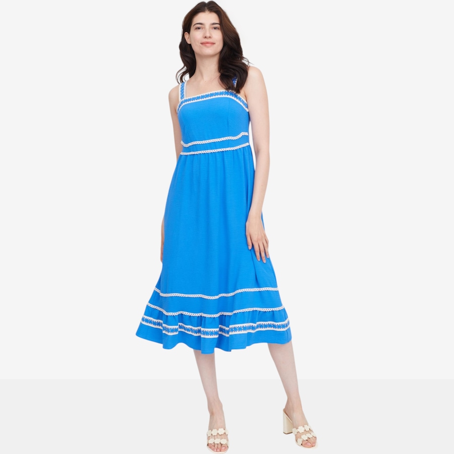 Image 119787_BLUSE.jpg, Product 119-787 / Price $49.99, Nina Leonard Textured Wave Midi Length Fit and Flare Dress from Nina Leonard on TSC.ca's Fashion department