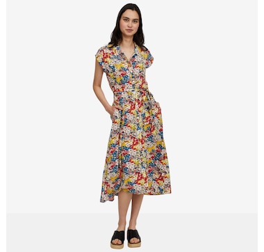 Nina Leonard Cap Sleeve Collared High Low Dress