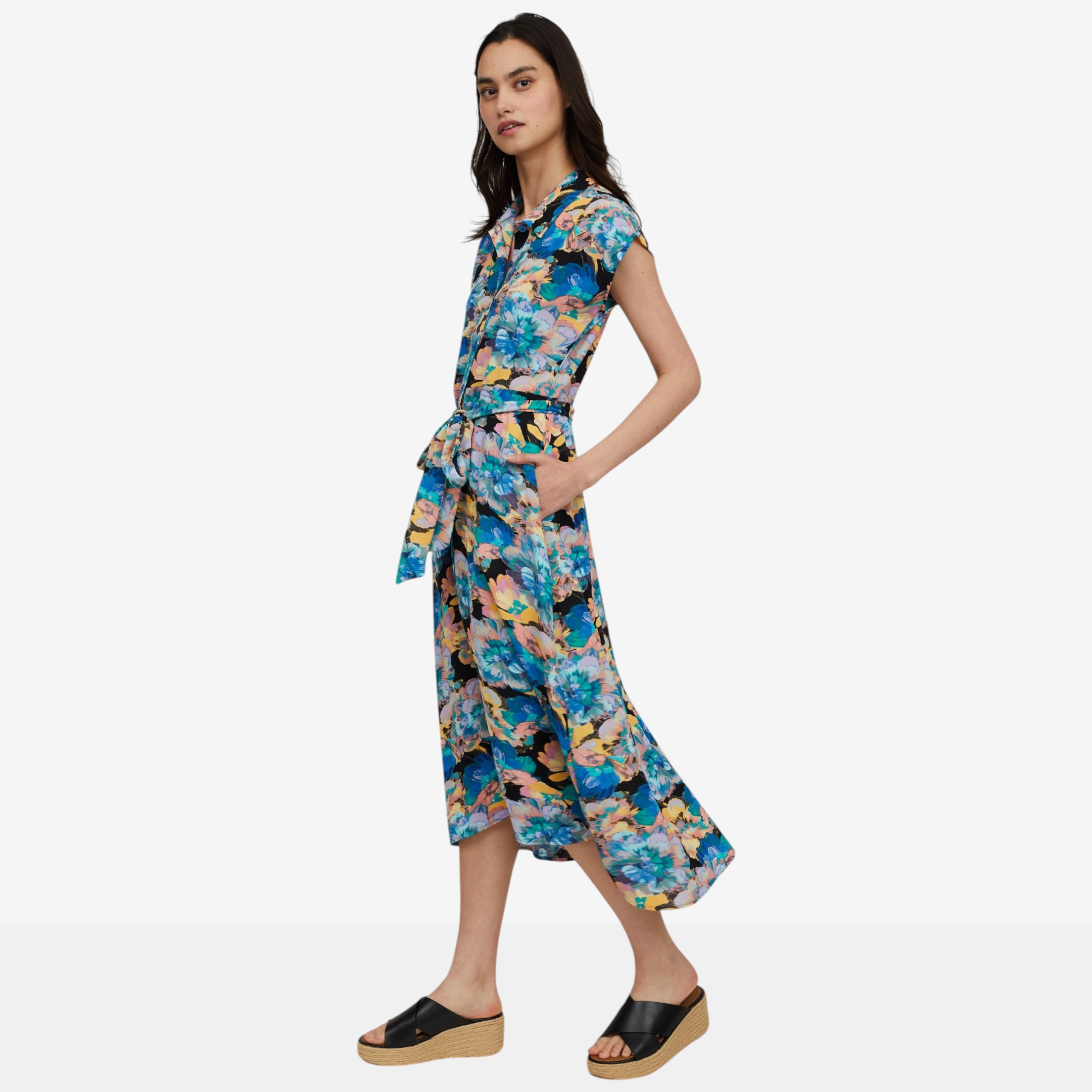 Nina Leonard Cap Sleeve Collared High Low Dress - TSC.ca