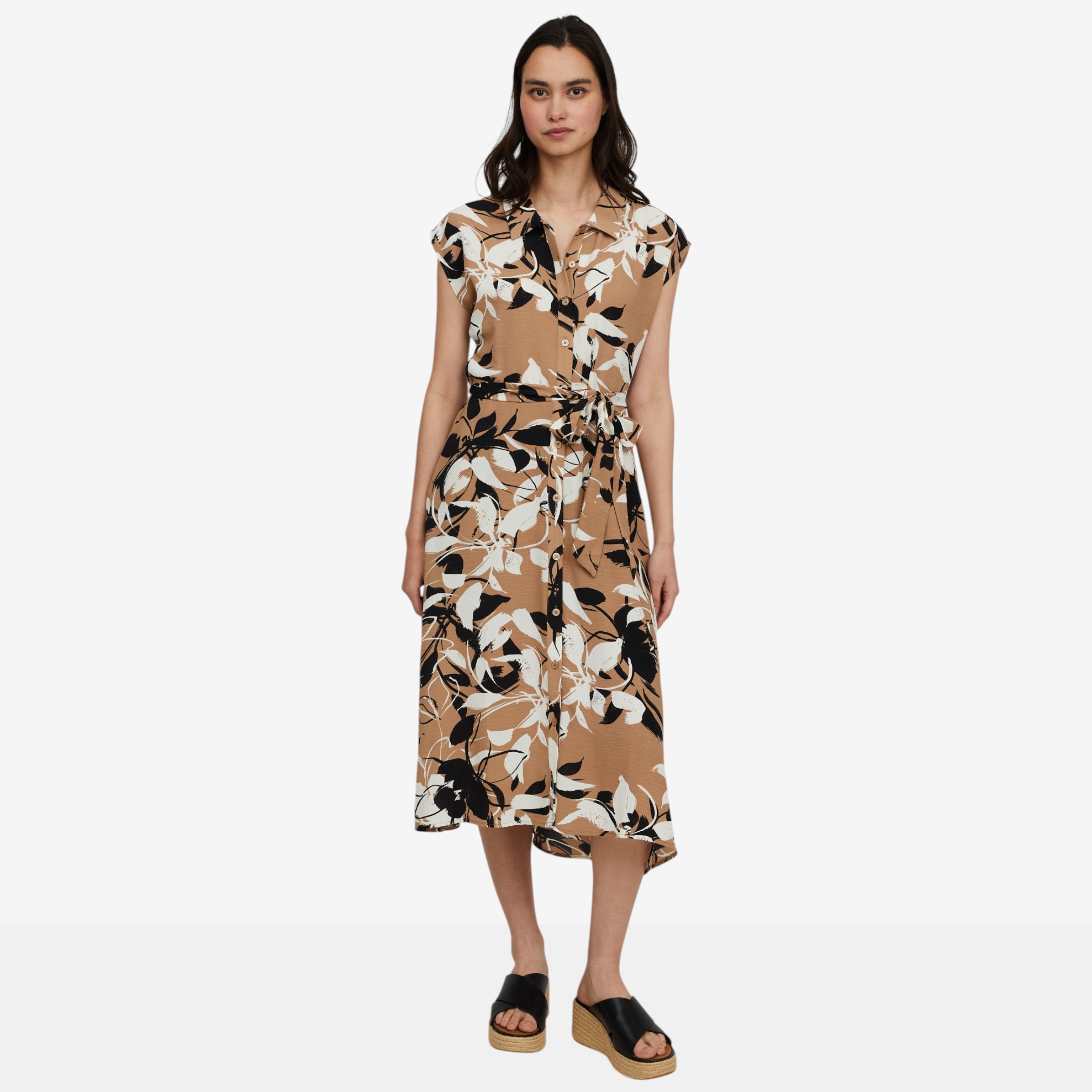 Nina Leonard Cap Sleeve Collared High Low Dress - TSC.ca