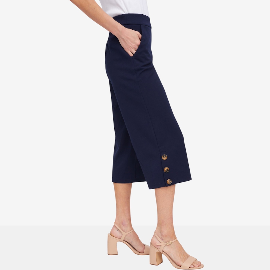 Image 119792_ALTMORE1.jpg, Product 119-792 / Price $54.99, Nina Leonard Cropped Wide Leg Pant with Tortoise Button Detail from Nina Leonard on TSC.ca's Fashion department