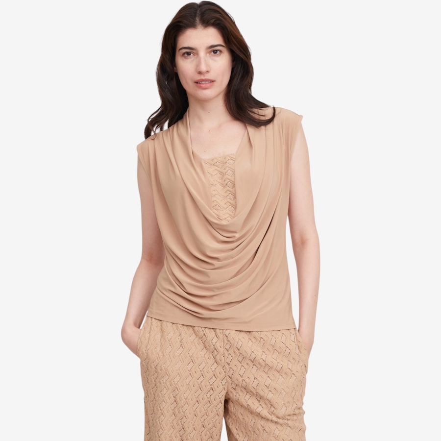 Image 119793_TN.jpg, Product 119-793 / Price $49.99, Nina Leonard Drape Neck Top with Lace Inset from Nina Leonard on TSC.ca's Fashion department