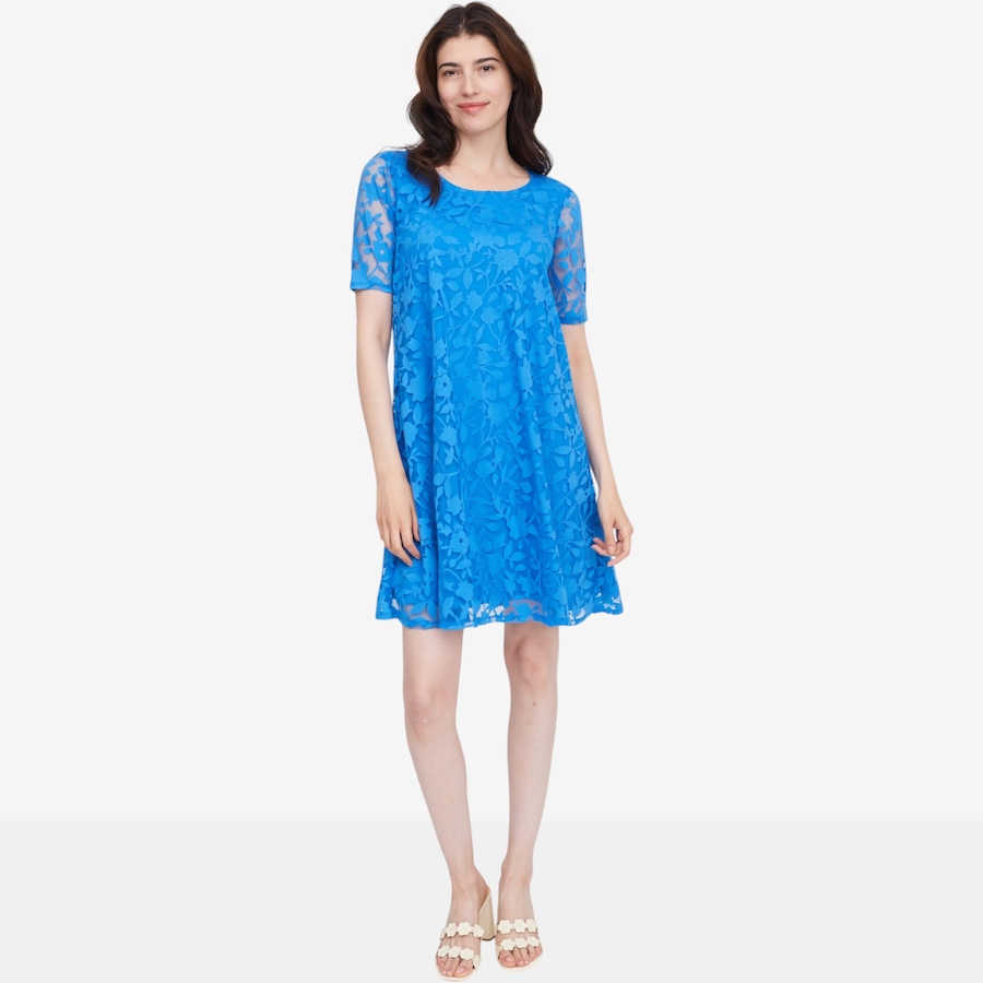 Image 119797_BLUSE.jpg, Product 119-797 / Price $39.99, Nina Leonard Elbow Sleeve Jewel Neck Trapeze Dress from Nina Leonard on TSC.ca's Fashion department