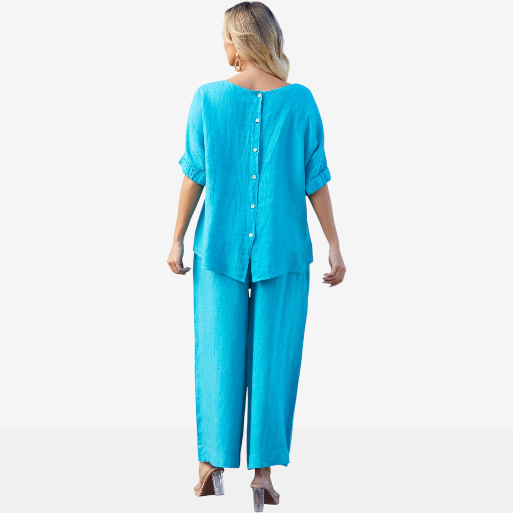 Orange Fashion Village Linen Top with Back Button Detail - TSC.ca