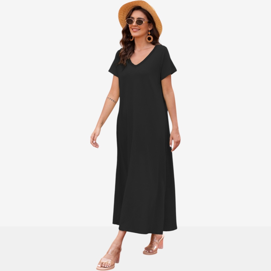 Image 119800_BLK.jpg, Product 119-800 / Price $109.99, Orange Fashion Village Short Sleeve Cotton Maxi Dress from Orange Fashion Village on TSC.ca's Fashion department