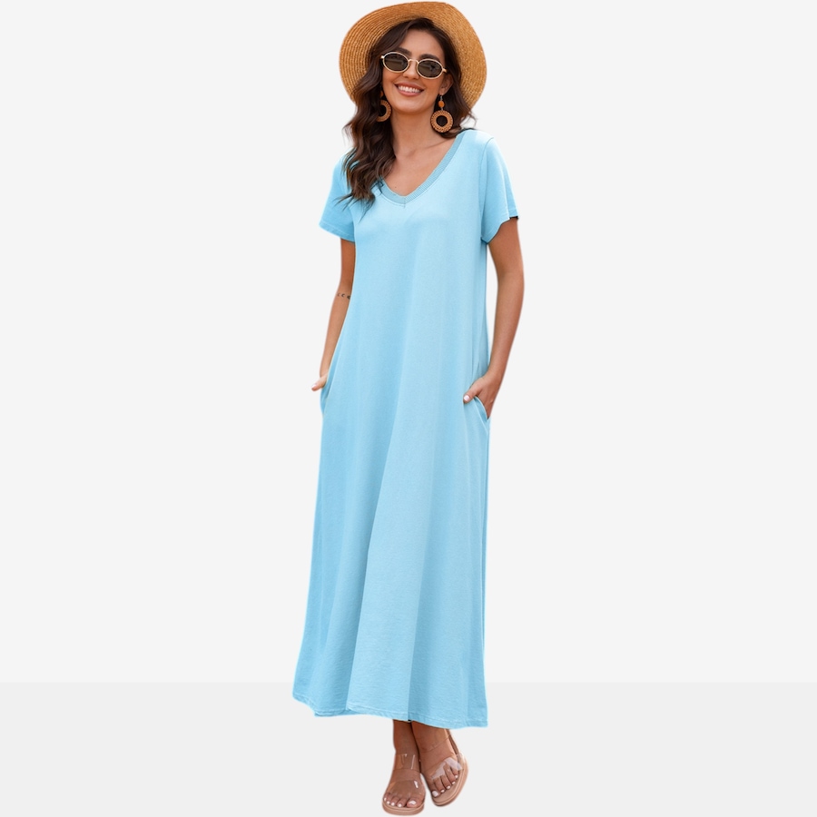 Image 119800_SKB.jpg, Product 119-800 / Price $109.99, Orange Fashion Village Short Sleeve Cotton Maxi Dress from Orange Fashion Village on TSC.ca's Fashion department