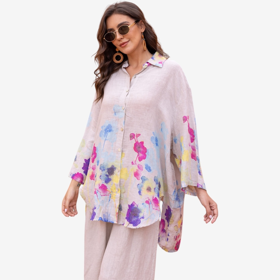 Image 119803_BGE.jpg, Product 119-803 / Price $129.99, Orange Fashion Village Seraphina's Watercolour Flower Button Top from Orange Fashion Village on TSC.ca's Fashion department