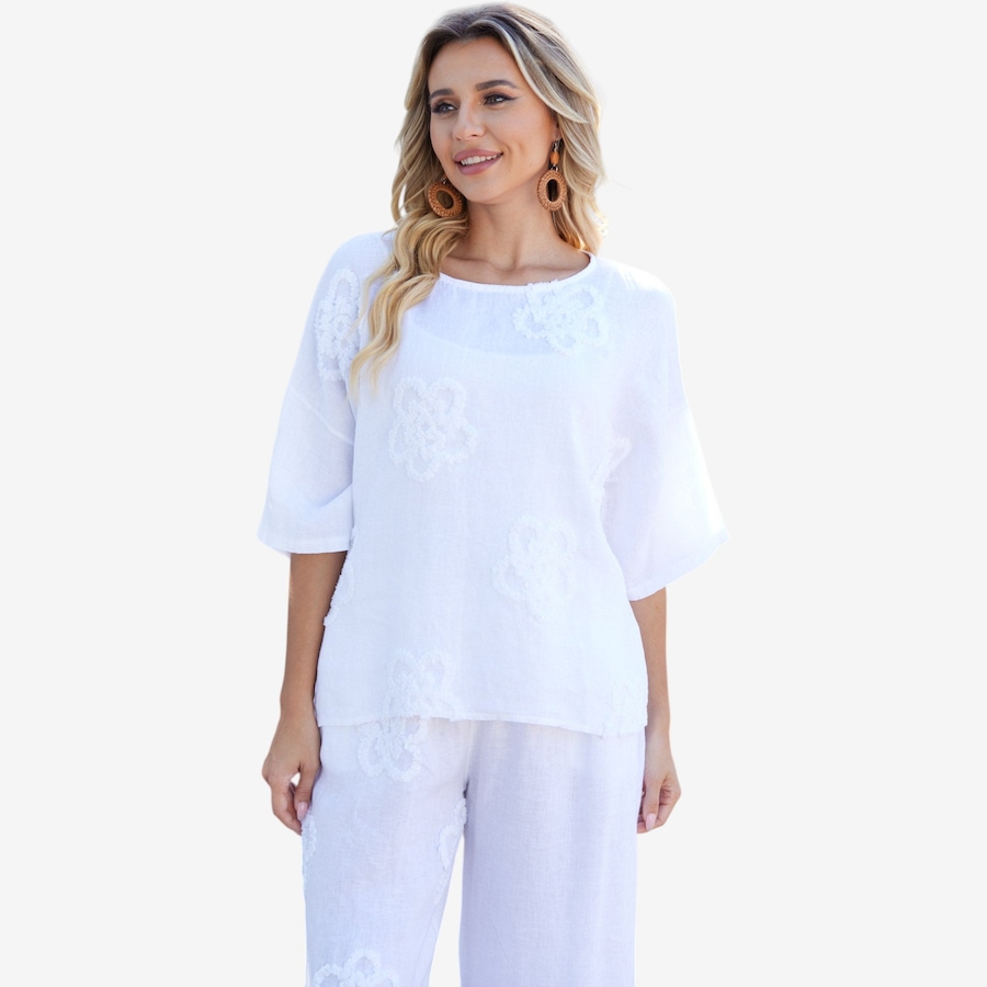 Image 119804_WHT.jpg, Product 119-804 / Price $89.99, Orange Fashion Village Lila's Bloom Stitch Top from Orange Fashion Village on TSC.ca's Fashion department