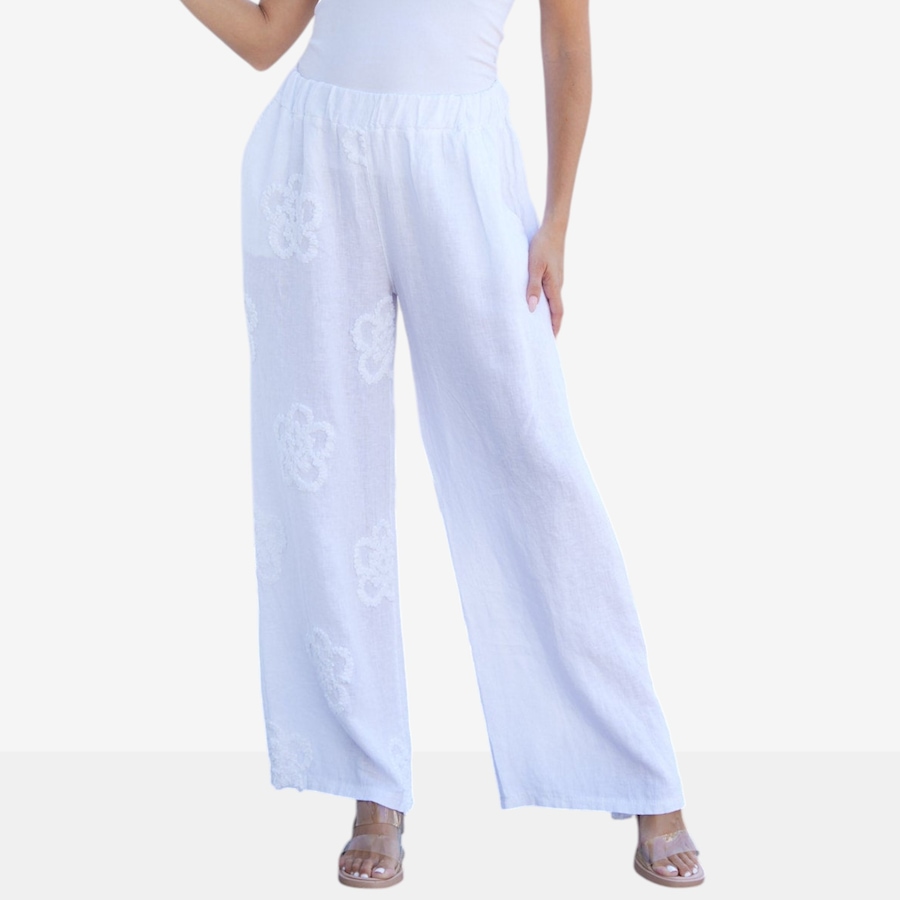Image 119805_WHT.jpg, Product 119-805 / Price $99.99, Orange Fashion Village Lila's Bloom Stitch Pant from Orange Fashion Village on TSC.ca's Fashion department