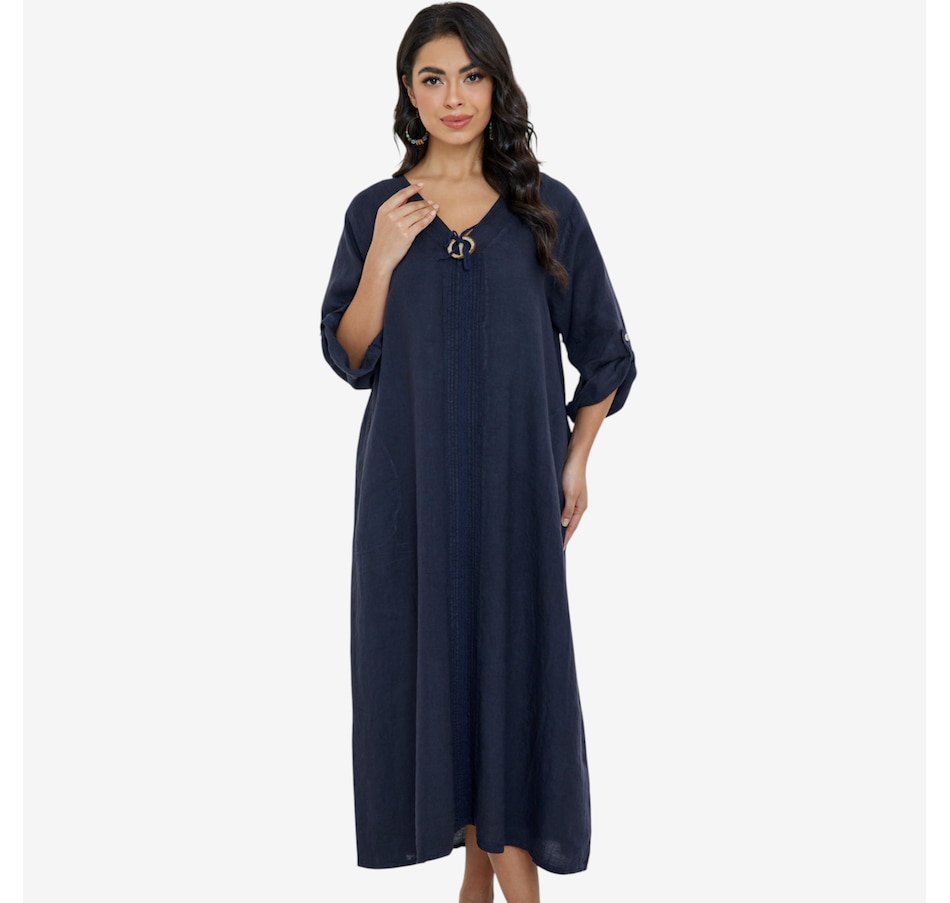 Image 119806_NVY.jpg, Product 119-806 / Price $159.99, Orange Fashion Village Daphne's Stitched Coconut Button Dress from Orange Fashion Village on TSC.ca's Fashion department