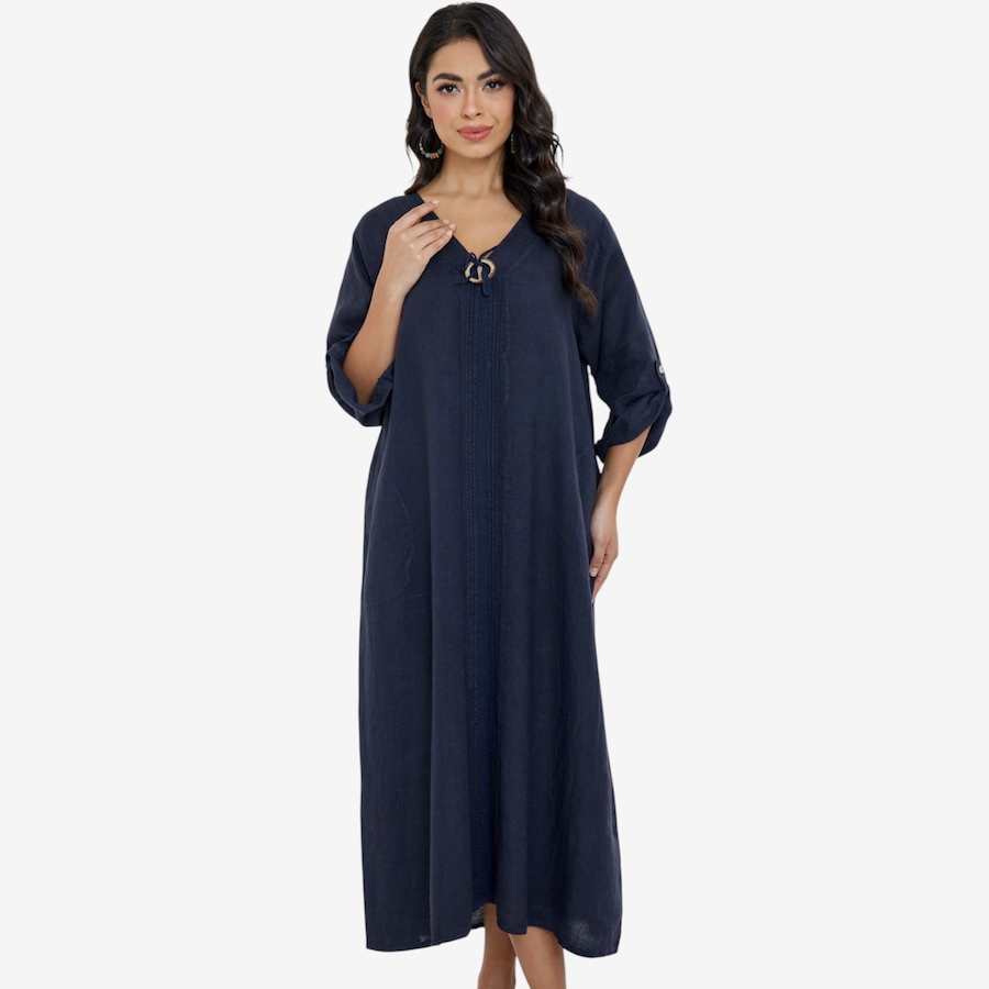 Image 119806_NVY.jpg, Product 119-806 / Price $169.99, Orange Fashion Village Daphne's Stitched Coconut Button Dress from Orange Fashion Village on TSC.ca's Fashion department