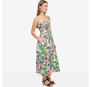 Hailey Lyn Midi Length Dress with Shirred Bodice