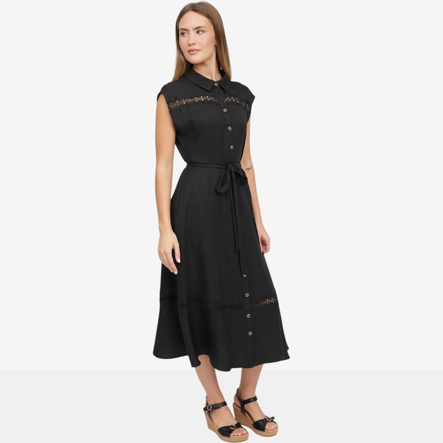 Image 119817_BLK.jpg, Product 119-817 / Price $34.88, Hailey Lyn Collared Cap Sleeve Crochet Shirtdress from Hailey Lyn on TSC.ca's Fashion department
