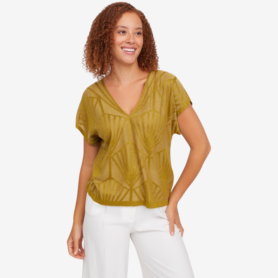 Image 119859_OLI.jpg, Product 119-859 / Price $109.99, Aggel Lurex-Lyocell Short Sleeved Blouse from Aggel on TSC.ca's Fashion department