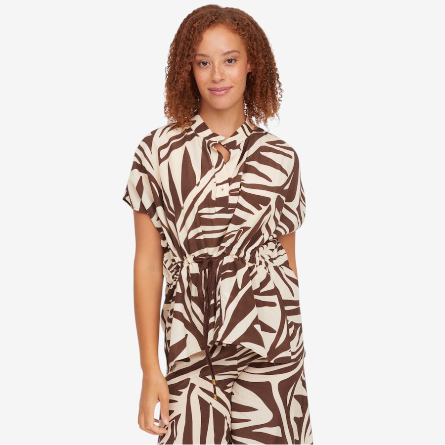 Image 119867_BBRN.jpg, Product 119-867 / Price $159.99, Aggel Printed Two-Tone Blouse with Knitted Details from Aggel on TSC.ca's Fashion department