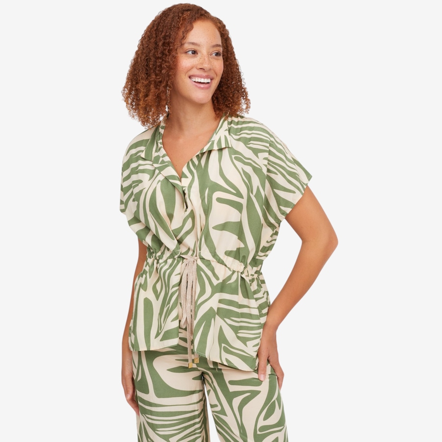Image 119867_BEIAE.jpg, Product 119-867 / Price $159.99, Aggel Printed Two-Tone Blouse with Knitted Details from Aggel on TSC.ca's Fashion department