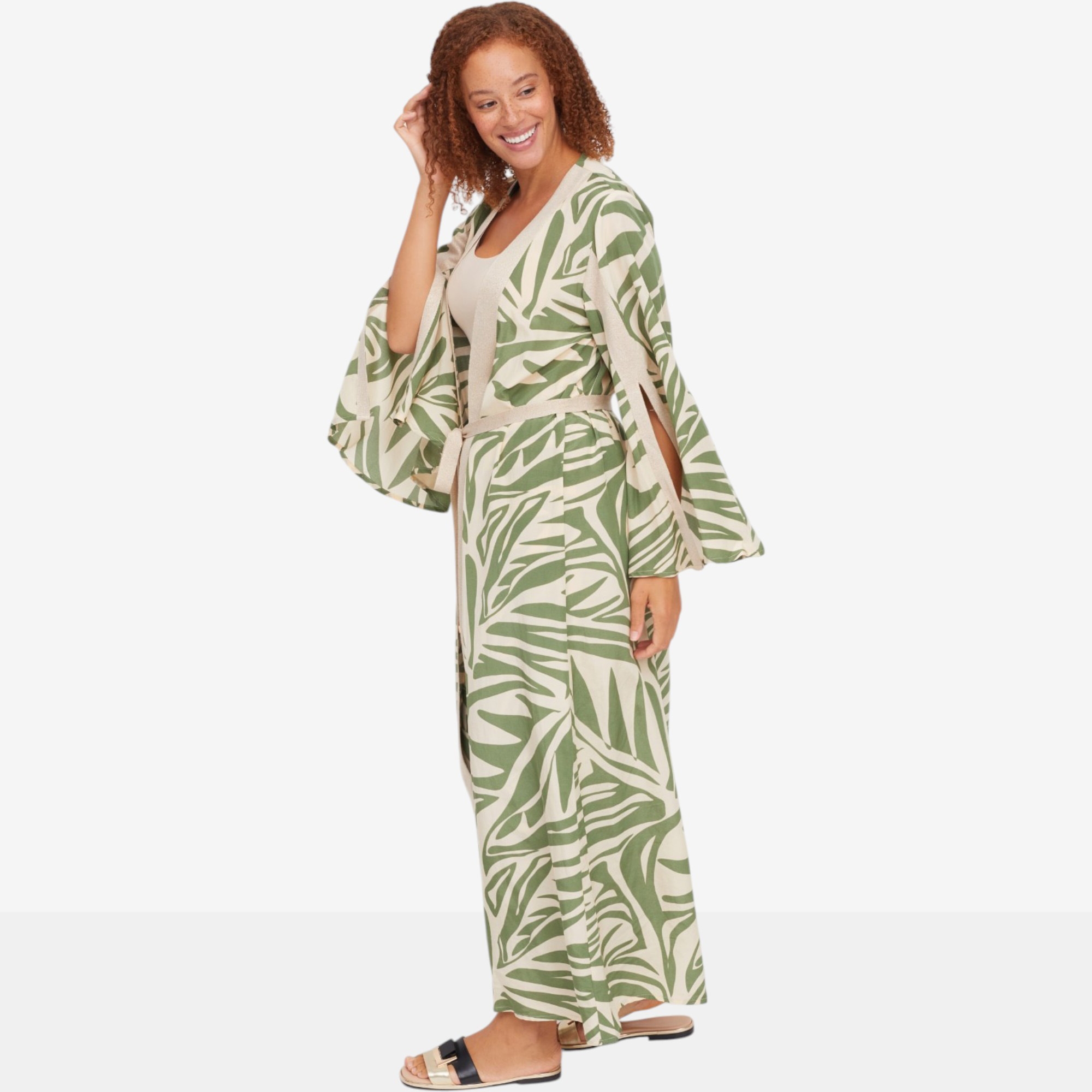Aggel Printed Two-Tone Kimono with Knitted Details - TSC.ca