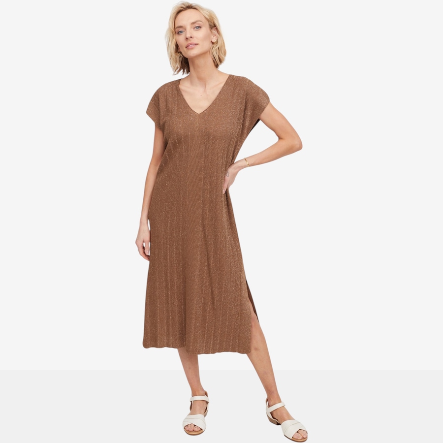 Image 119870_ALTMORE4.jpg, Product 119-870 / Price $169.99, Aggel Lurex V-Neck Midi Knitted Dress from Aggel on TSC.ca's Fashion department