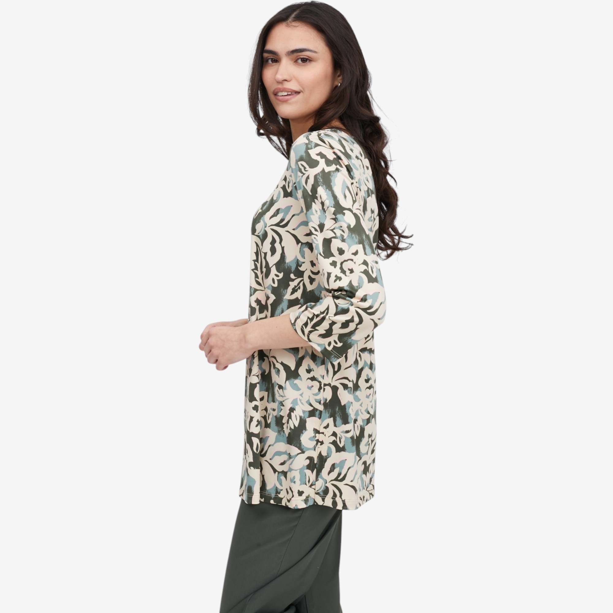 Kim & Co. Brazil Knit 3/4 Sleeve Tunic with Slits - TSC.ca
